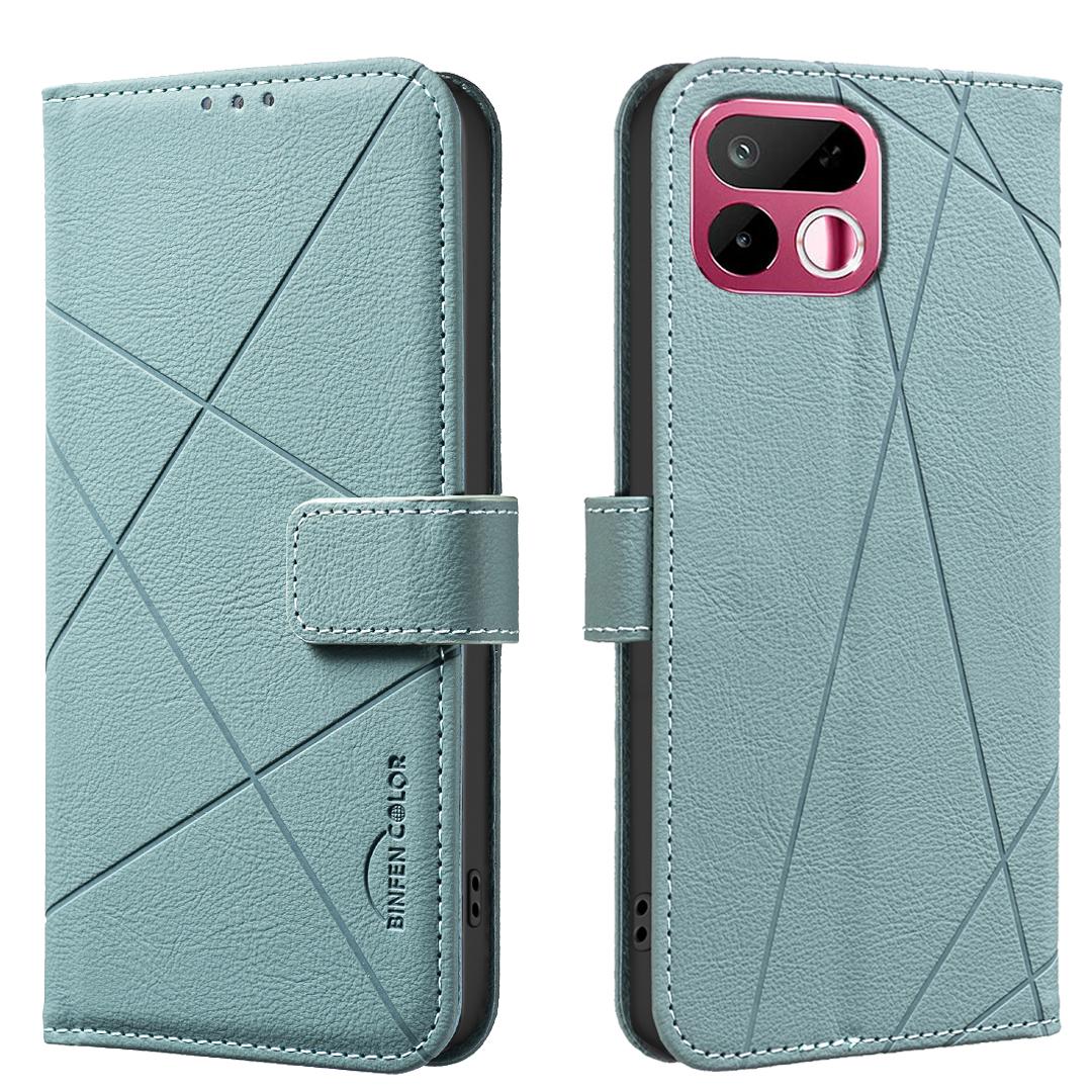 For Realme 16T 5G Geometric Pattern RFID Leather Phone Case - Green - EDA007873216F