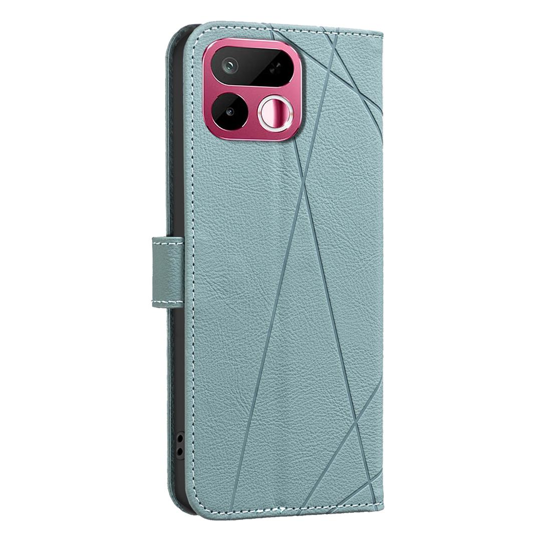 For Realme 16T 5G Geometric Pattern RFID Leather Phone Case - Green - EDA007873216F