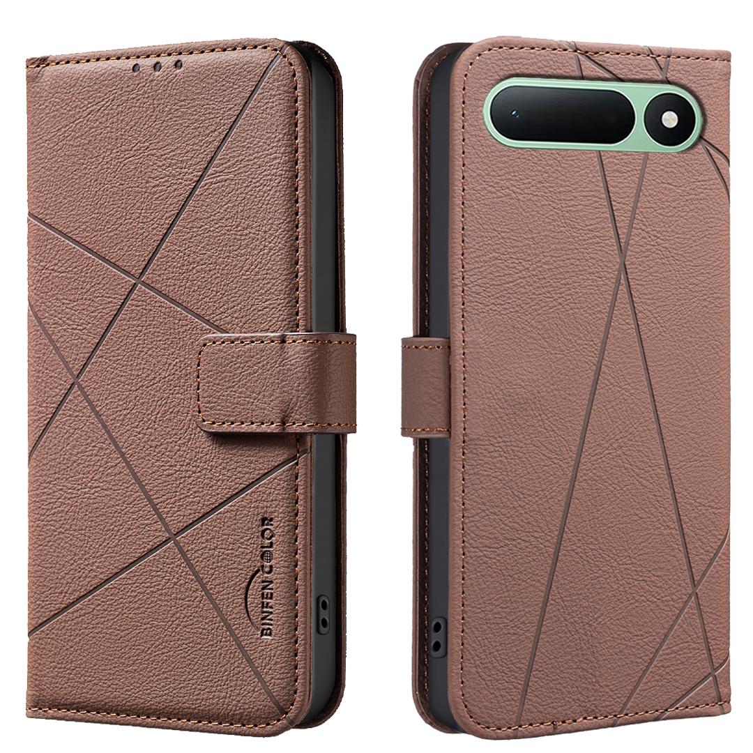 For Tecno Spark 50 5G Geometric Pattern RFID Leather Phone Case - Brown - EDA007873421A
