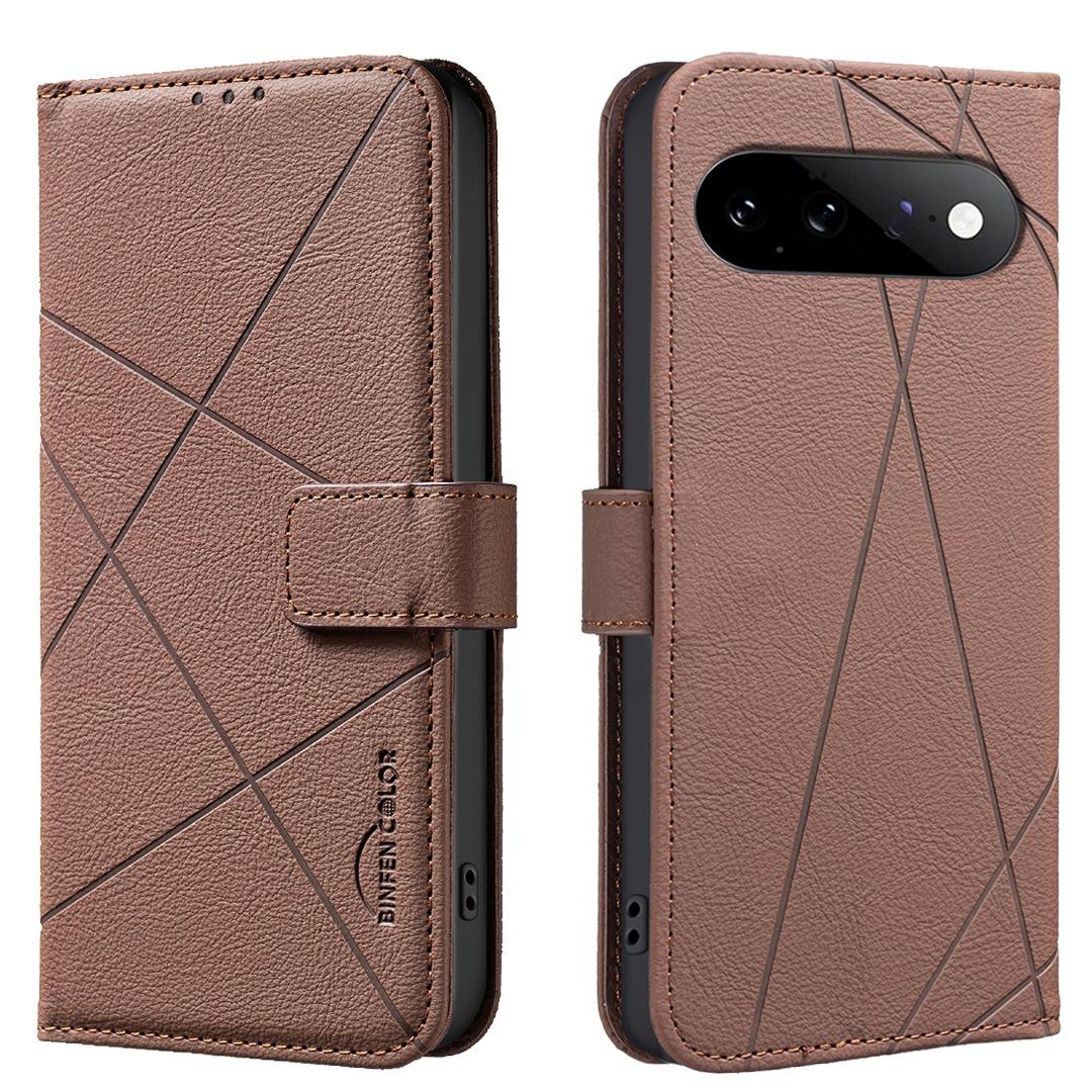 For Google Pixel 11 / 11 Pro Geometric Pattern RFID Leather Phone Case - Brown - EDA007873608A