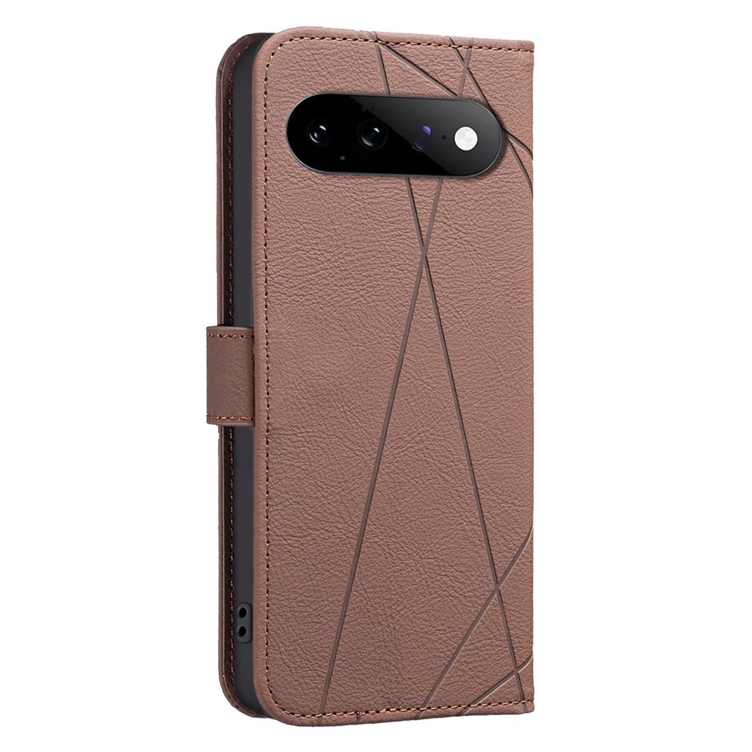 For Google Pixel 11 / 11 Pro Geometric Pattern RFID Leather Phone Case - Brown - EDA007873608A