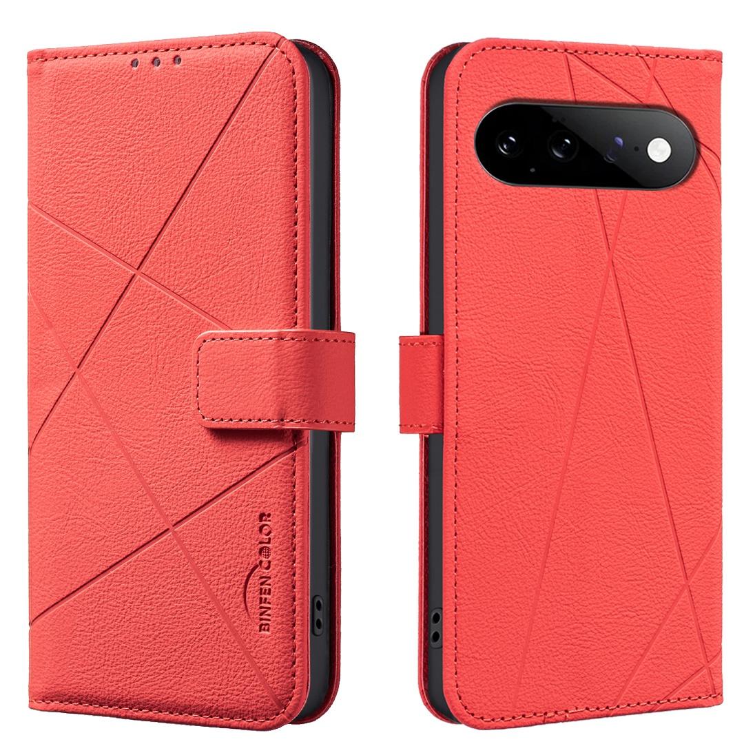 For Google Pixel 11 / 11 Pro Geometric Pattern RFID Leather Phone Case - Red - EDA007873608D