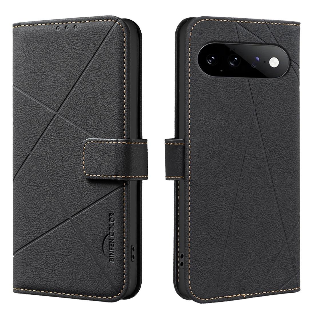 For Google Pixel 11 / 11 Pro Geometric Pattern RFID Leather Phone Case - Black - EDA007873608E