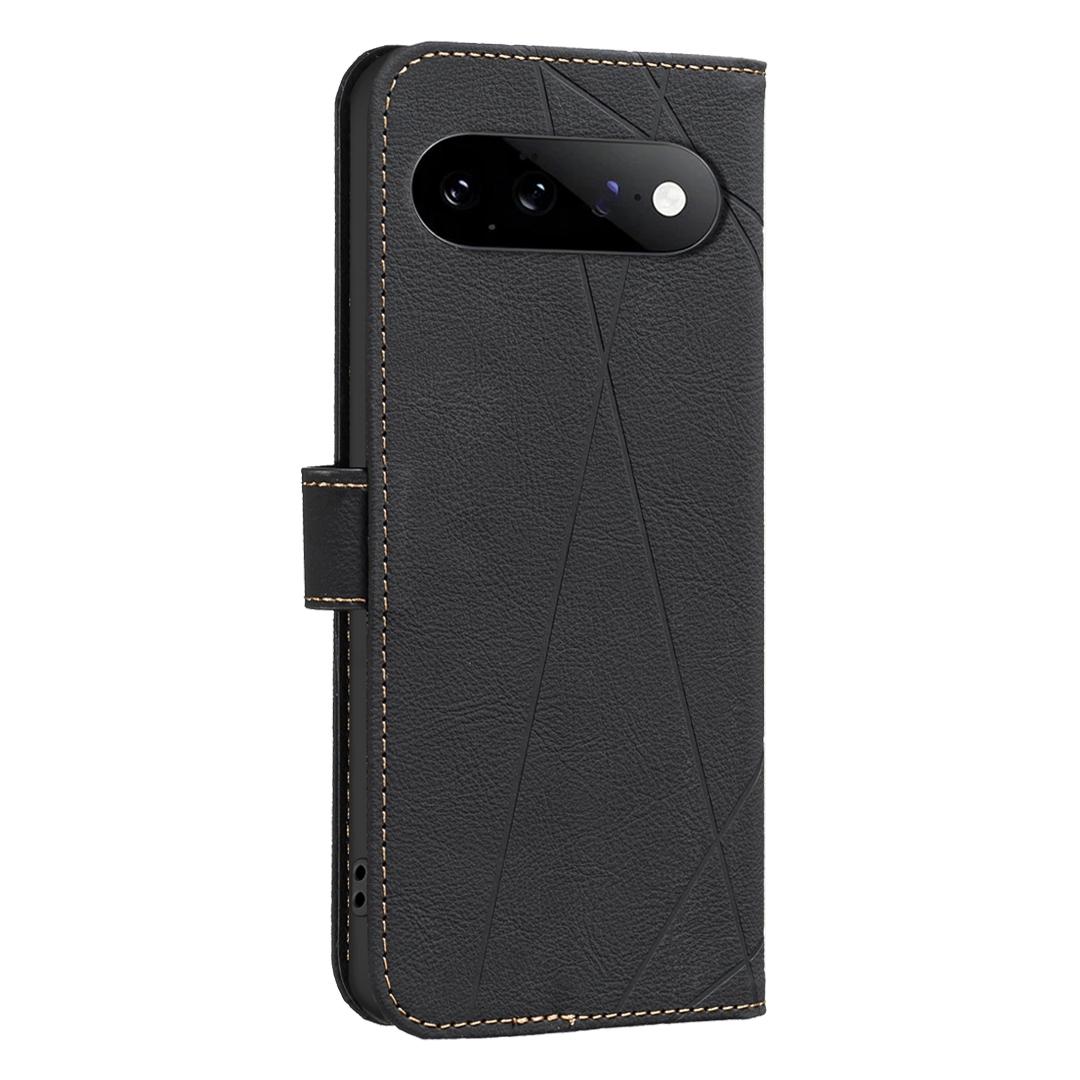 For Google Pixel 11 / 11 Pro Geometric Pattern RFID Leather Phone Case - Black - EDA007873608E