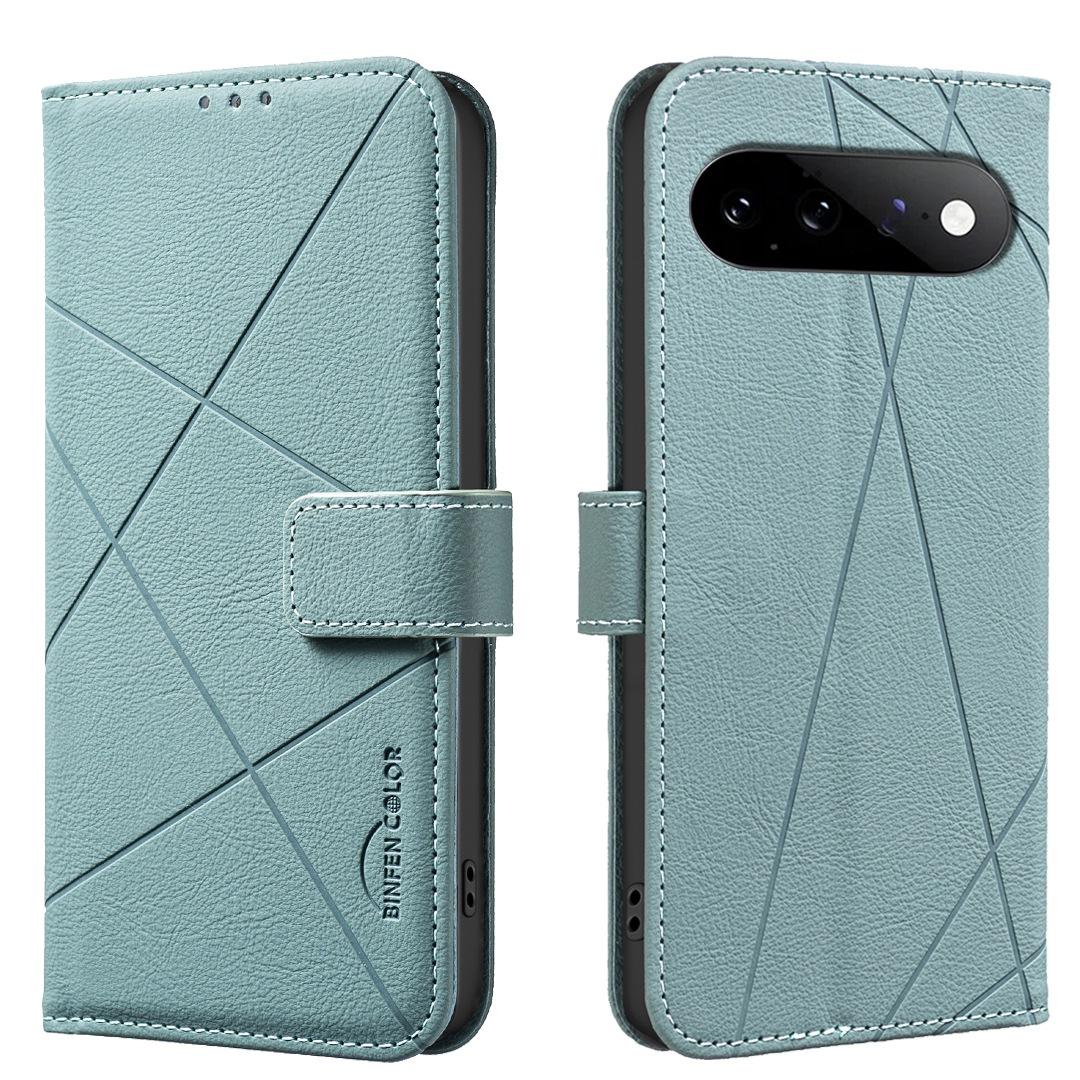 For Google Pixel 11 / 11 Pro Geometric Pattern RFID Leather Phone Case - Green - EDA007873608F