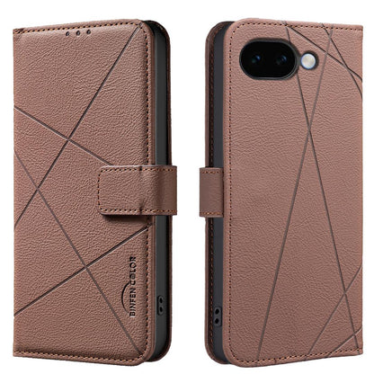 For Google Pixel 11a Geometric Pattern RFID Leather Phone Case - Brown - EDA007873609A
