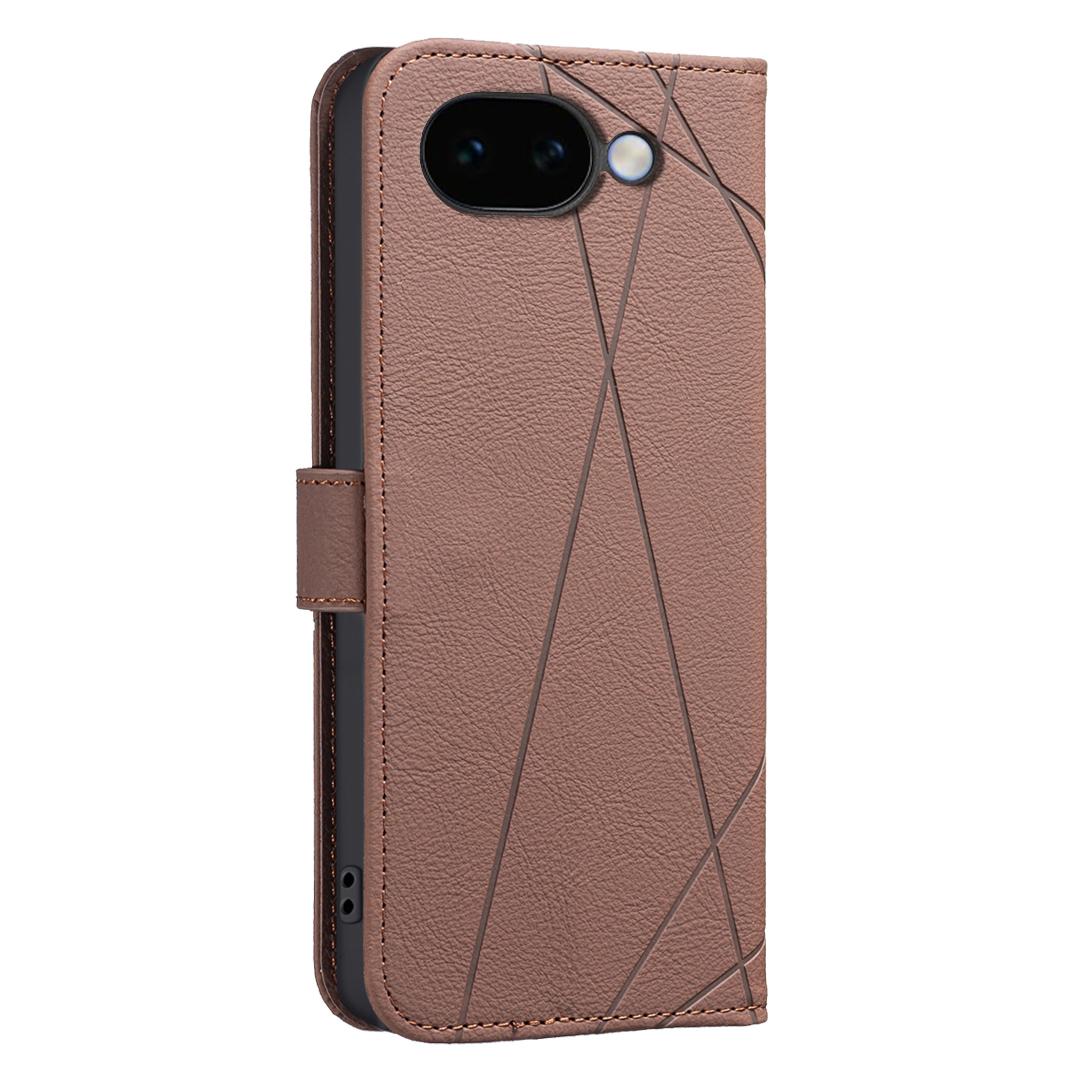 For Google Pixel 11a Geometric Pattern RFID Leather Phone Case - Brown - EDA007873609A