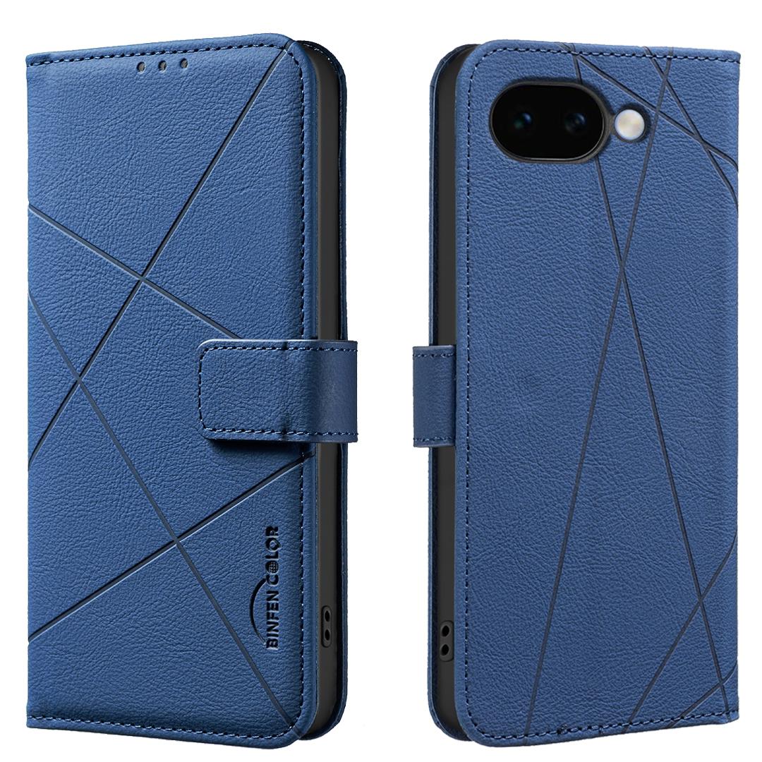 For Google Pixel 11a Geometric Pattern RFID Leather Phone Case - Blue - EDA007873609B