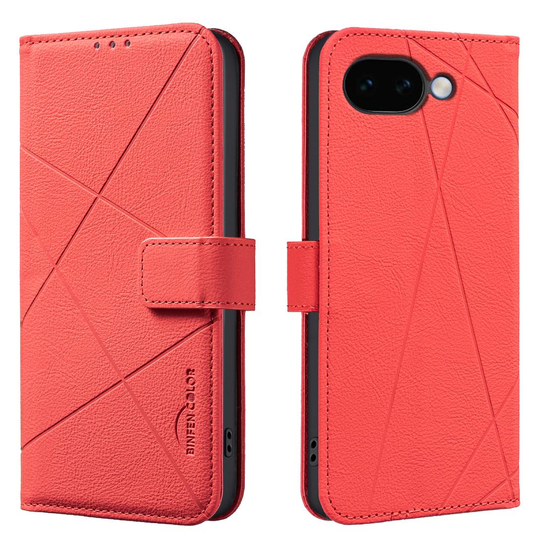 For Google Pixel 11a Geometric Pattern RFID Leather Phone Case - Red - EDA007873609D