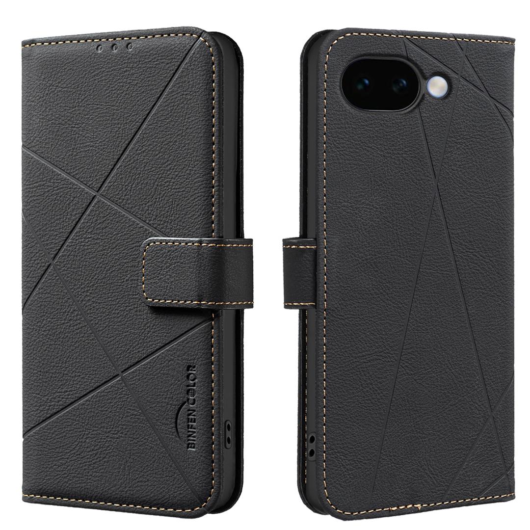 For Google Pixel 11a Geometric Pattern RFID Leather Phone Case - Black - EDA007873609E