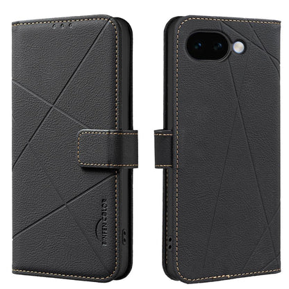 For Google Pixel 11a Geometric Pattern RFID Leather Phone Case - Black - EDA007873609E