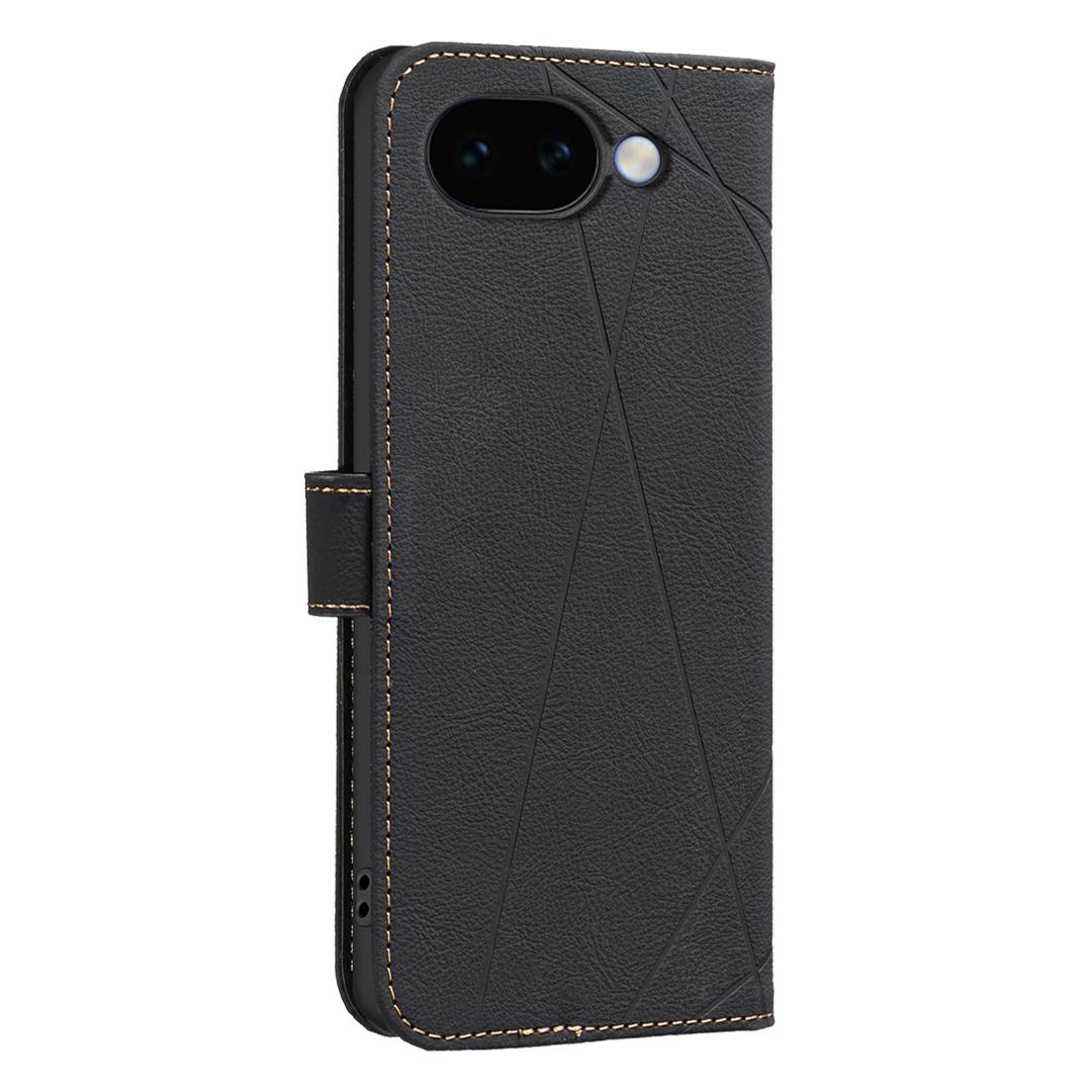 For Google Pixel 11a Geometric Pattern RFID Leather Phone Case - Black - EDA007873609E