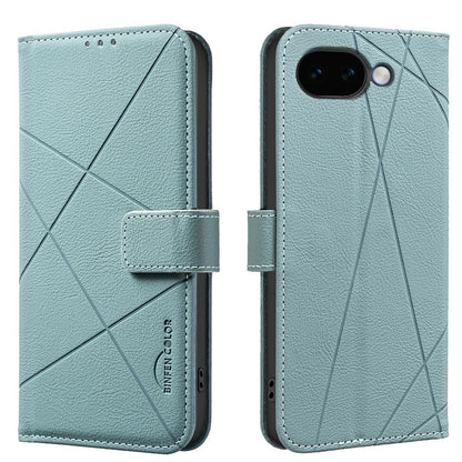 For Google Pixel 11a Geometric Pattern RFID Leather Phone Case - Green - EDA007873609F
