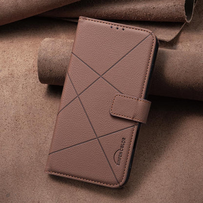 For Honor 600 Global Geometric Pattern RFID Leather Phone Case - Brown - EDA007878622A