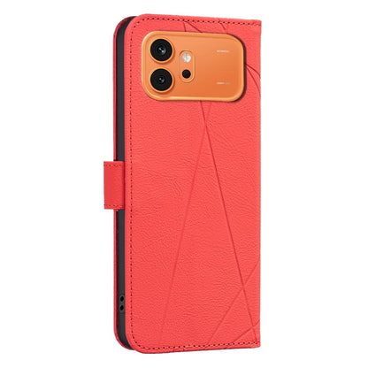 For Honor 600 Global Geometric Pattern RFID Leather Phone Case - Red - EDA007878622D