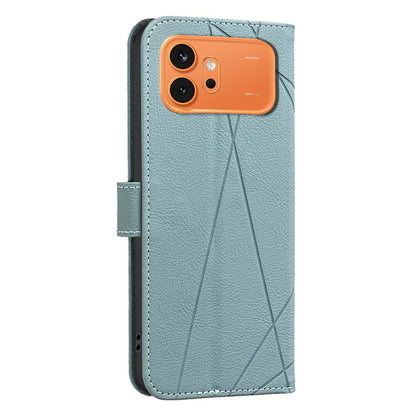 For Honor 600 Global Geometric Pattern RFID Leather Phone Case - Green - EDA007878622F