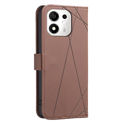 For Honor 600 Smart 5G/X7e Plus 5G Geometric Pattern RFID Leather Phone Case - Brown - EDA007878623A