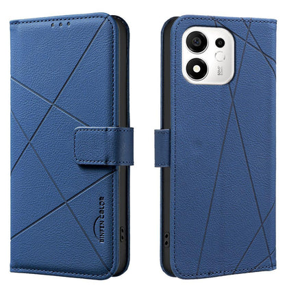 For Honor 600 Smart 5G/X7e Plus 5G Geometric Pattern RFID Leather Phone Case - Blue - EDA007878623B