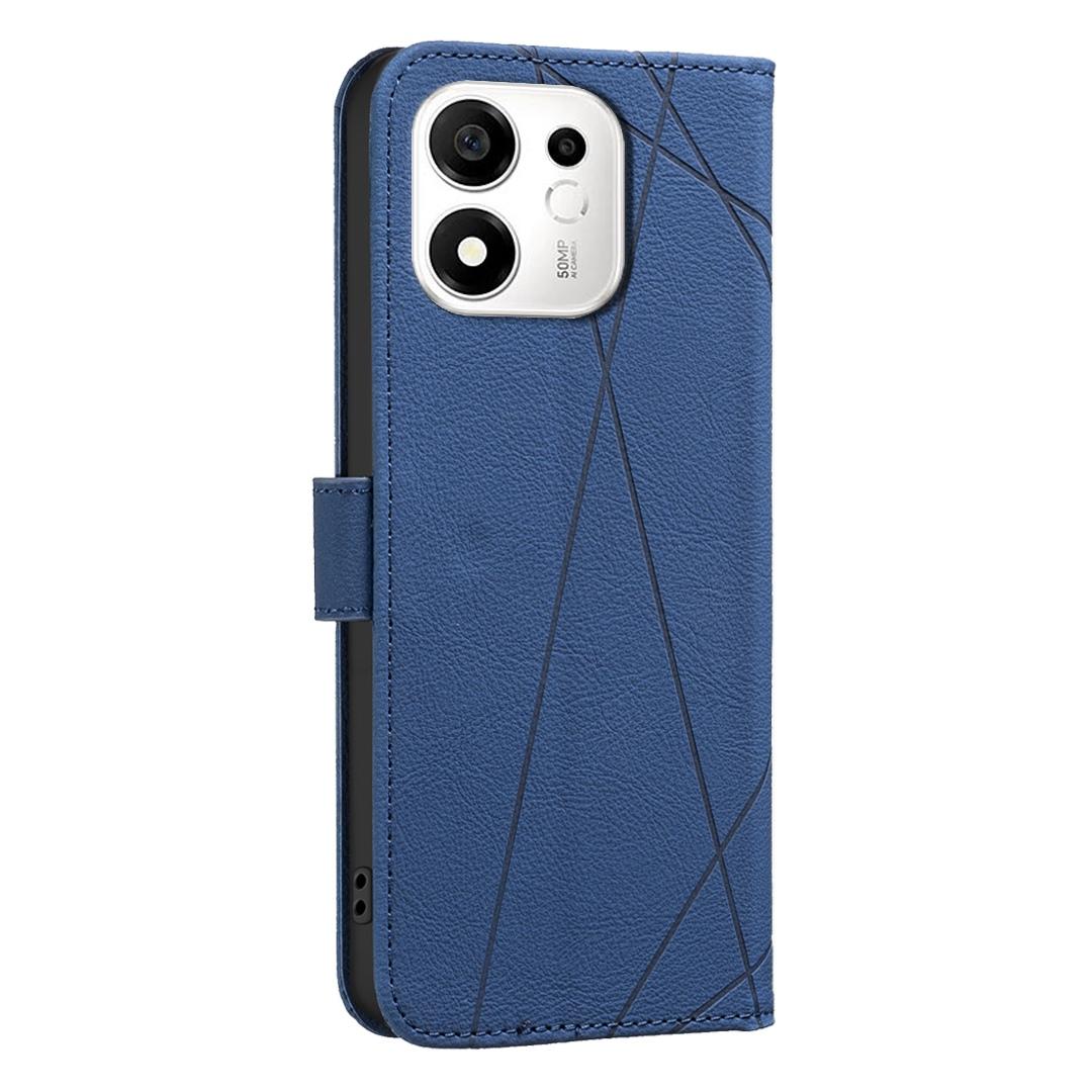 For Honor 600 Smart 5G/X7e Plus 5G Geometric Pattern RFID Leather Phone Case - Blue - EDA007878623B
