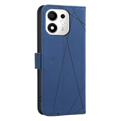 For Honor 600 Smart 5G/X7e Plus 5G Geometric Pattern RFID Leather Phone Case - Blue - EDA007878623B