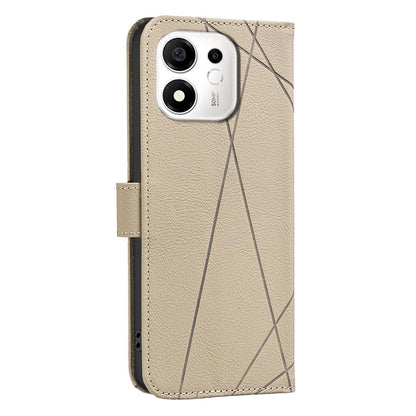 For Honor 600 Smart 5G/X7e Plus 5G Geometric Pattern RFID Leather Phone Case - Beige - EDA007878623C