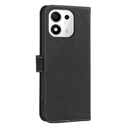 For Honor 600 Smart 5G/X7e Plus 5G Geometric Pattern RFID Leather Phone Case - Black - EDA007878623E
