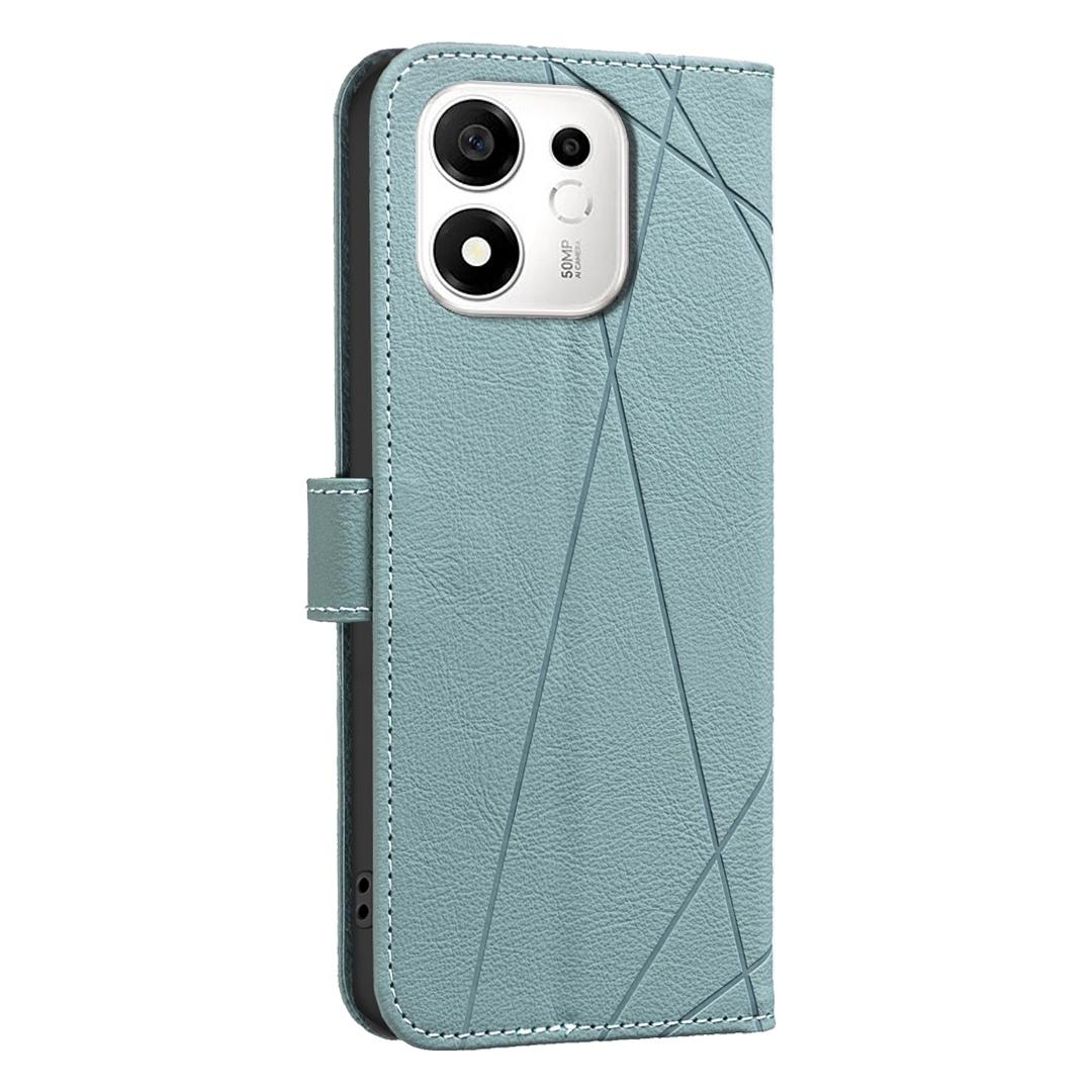 For Honor 600 Smart 5G/X7e Plus 5G Geometric Pattern RFID Leather Phone Case - Green - EDA007878623F