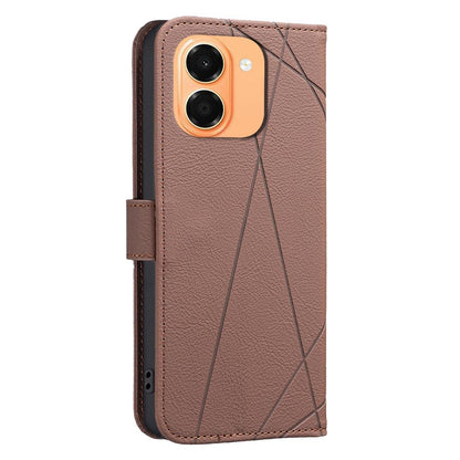 For Honor X7e 4G / X6e 4G Geometric Pattern RFID Leather Phone Case - Brown - EDA007878624A