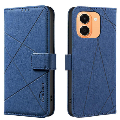 For Honor X7e 4G / X6e 4G Geometric Pattern RFID Leather Phone Case - Blue - EDA007878624B