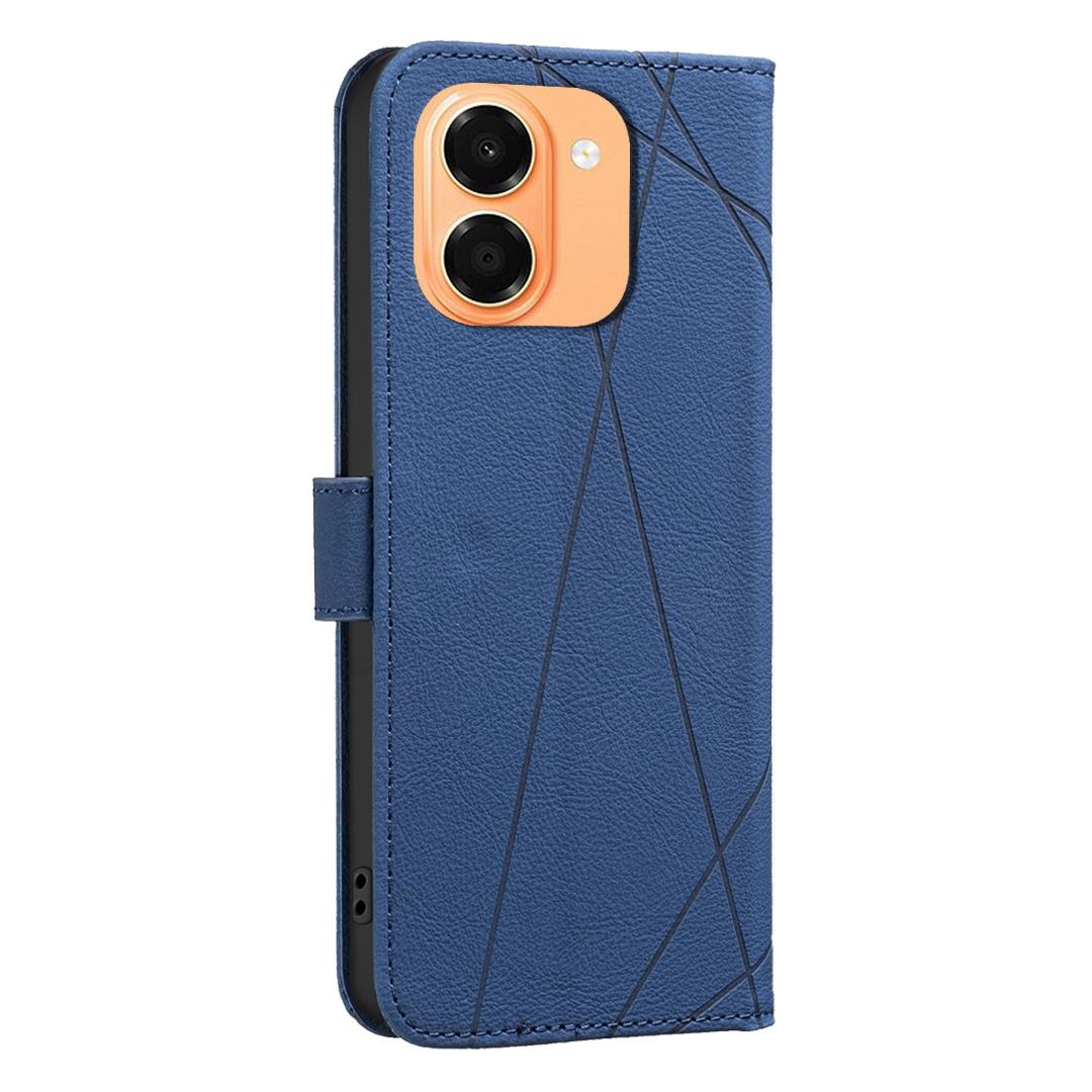 For Honor X7e 4G / X6e 4G Geometric Pattern RFID Leather Phone Case - Blue - EDA007878624B