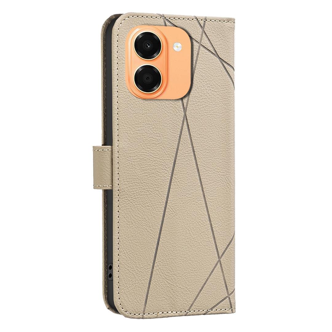 For Honor X7e 4G / X6e 4G Geometric Pattern RFID Leather Phone Case - Beige - EDA007878624C