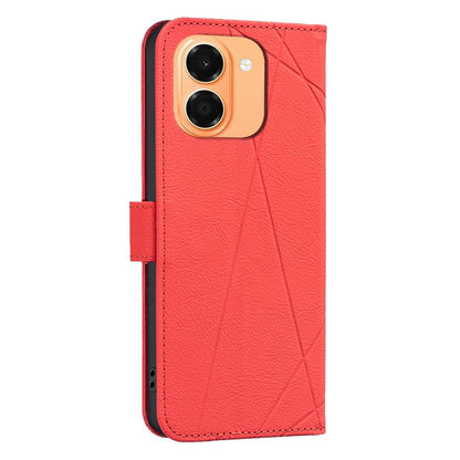 For Honor X7e 4G / X6e 4G Geometric Pattern RFID Leather Phone Case - Red - EDA007878624D