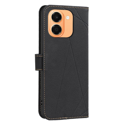 For Honor X7e 4G / X6e 4G Geometric Pattern RFID Leather Phone Case - Black - EDA007878624E
