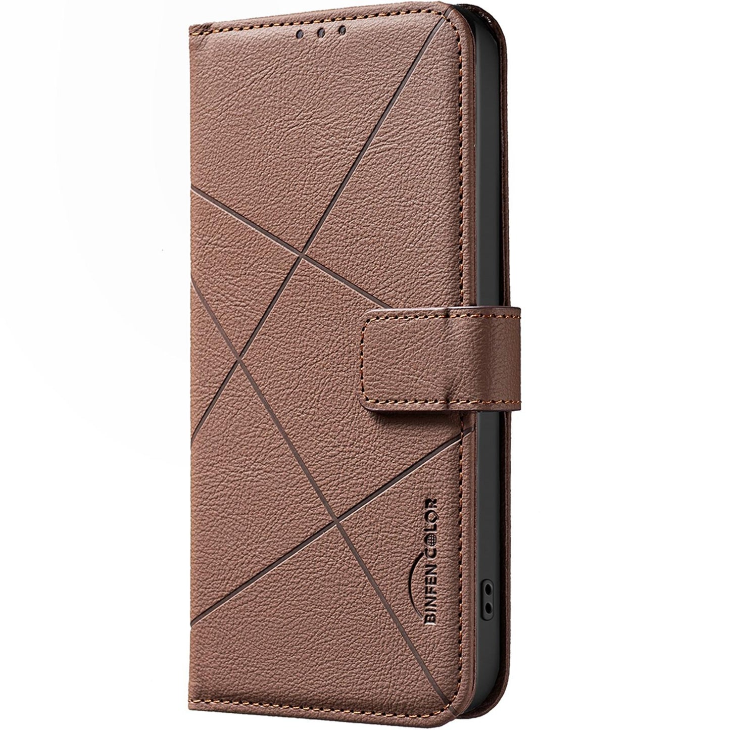 For Redmi K90 Pro Max/Poco F8 Ultra Geometric Pattern RFID Leather Phone Case(Brown)
