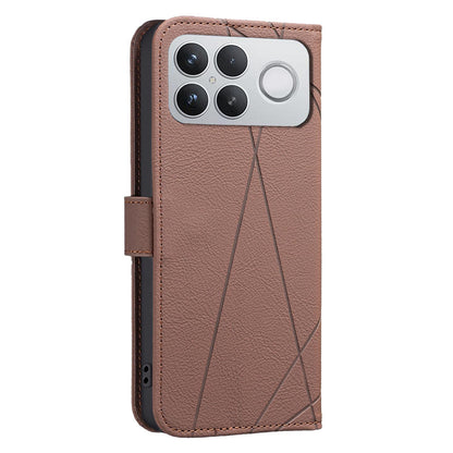 For Redmi K90 Pro Max/Poco F8 Ultra Geometric Pattern RFID Leather Phone Case(Brown)