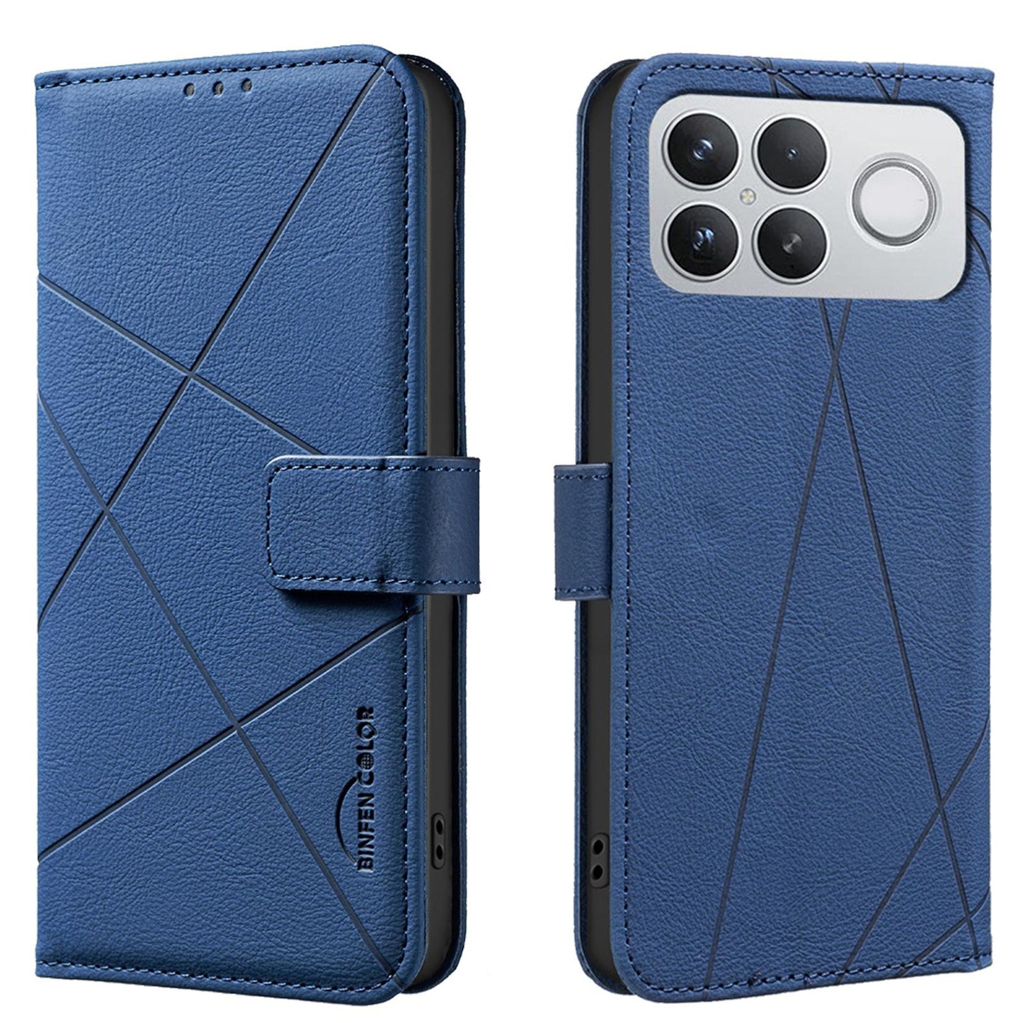 For Redmi K90 Pro Max/Poco F8 Ultra Geometric Pattern RFID Leather Phone Case(Blue)