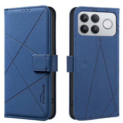 For Redmi K90 Pro Max/Poco F8 Ultra Geometric Pattern RFID Leather Phone Case(Blue)