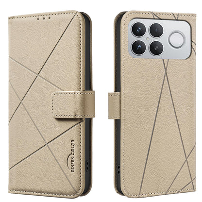 For Redmi K90 Pro Max/Poco F8 Ultra Geometric Pattern RFID Leather Phone Case(Beige)