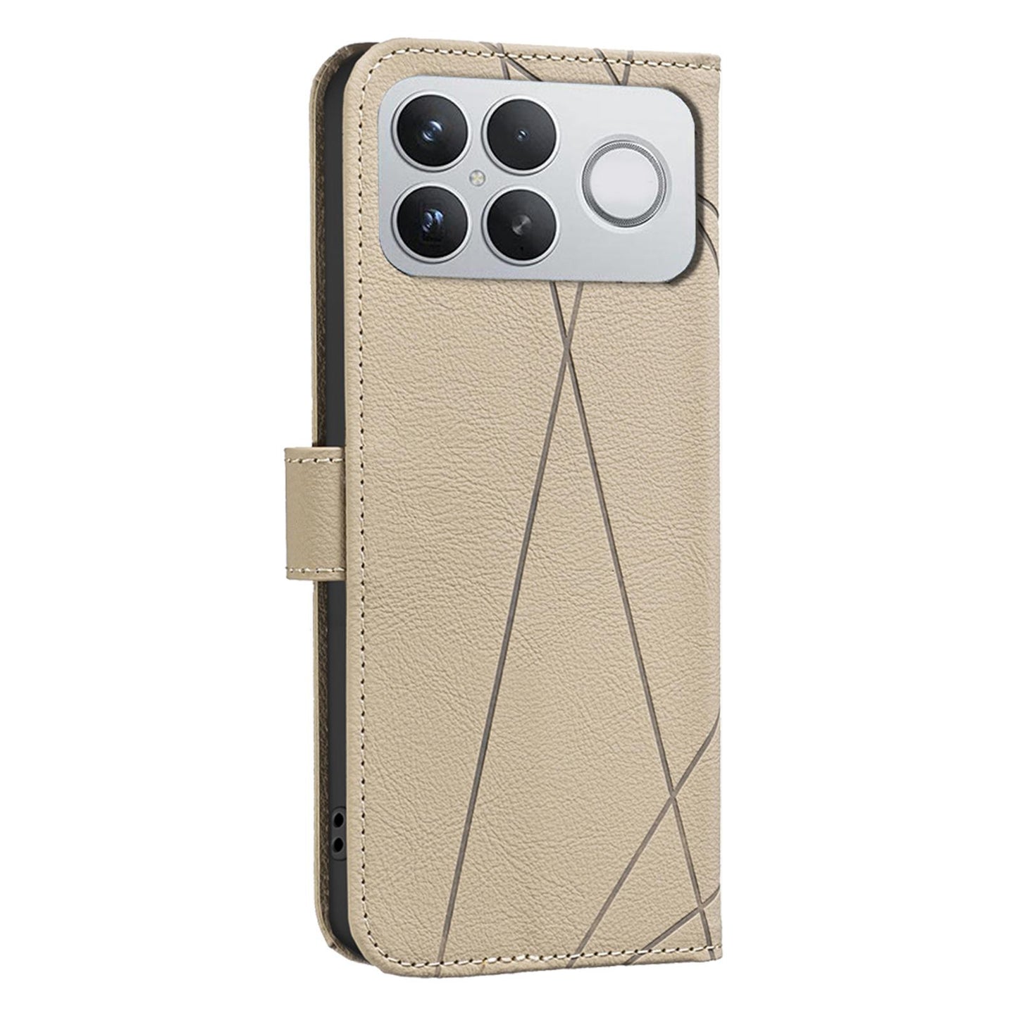 For Redmi K90 Pro Max/Poco F8 Ultra Geometric Pattern RFID Leather Phone Case(Beige)