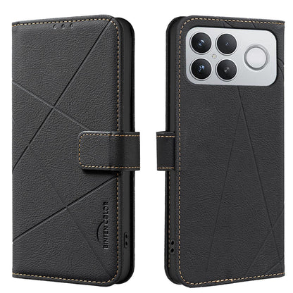 For Redmi K90 Pro Max/Poco F8 Ultra Geometric Pattern RFID Leather Phone Case(Black)