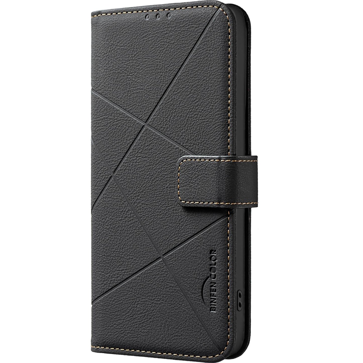 For Redmi K90 Pro Max/Poco F8 Ultra Geometric Pattern RFID Leather Phone Case(Black)