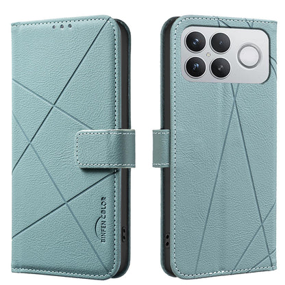 For Redmi K90 Pro Max/Poco F8 Ultra Geometric Pattern RFID Leather Phone Case(Green)