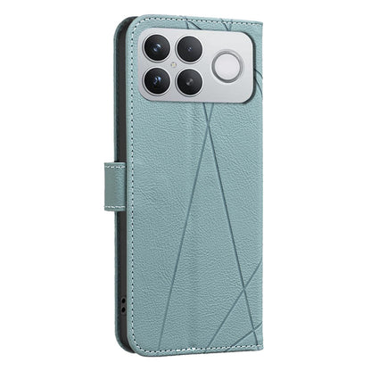 For Redmi K90 Pro Max/Poco F8 Ultra Geometric Pattern RFID Leather Phone Case(Green)