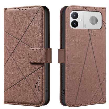 For Redmi K90 Max 5G Geometric Pattern RFID Leather Phone Case - Brown - EDA007878841A
