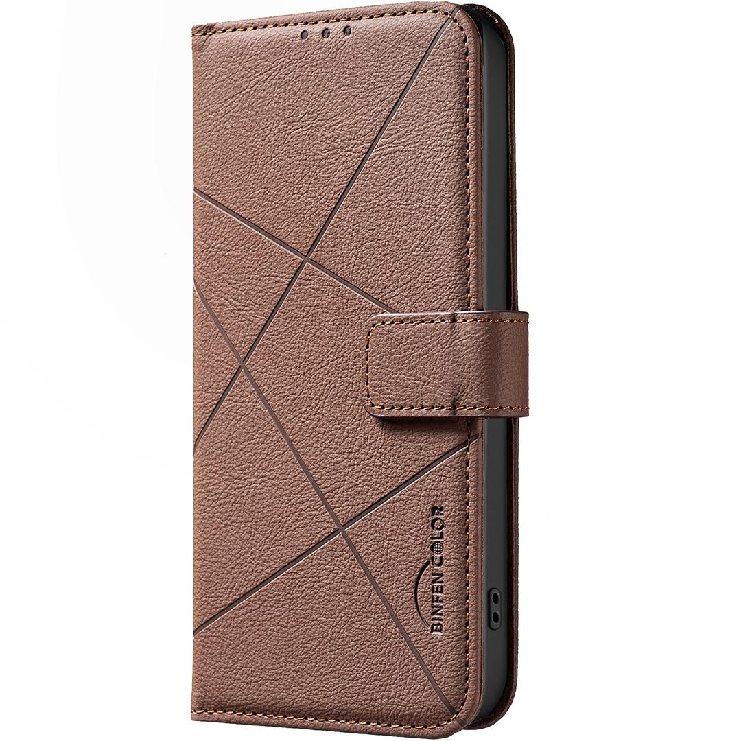 For Redmi K90 Max 5G Geometric Pattern RFID Leather Phone Case - Brown - EDA007878841A