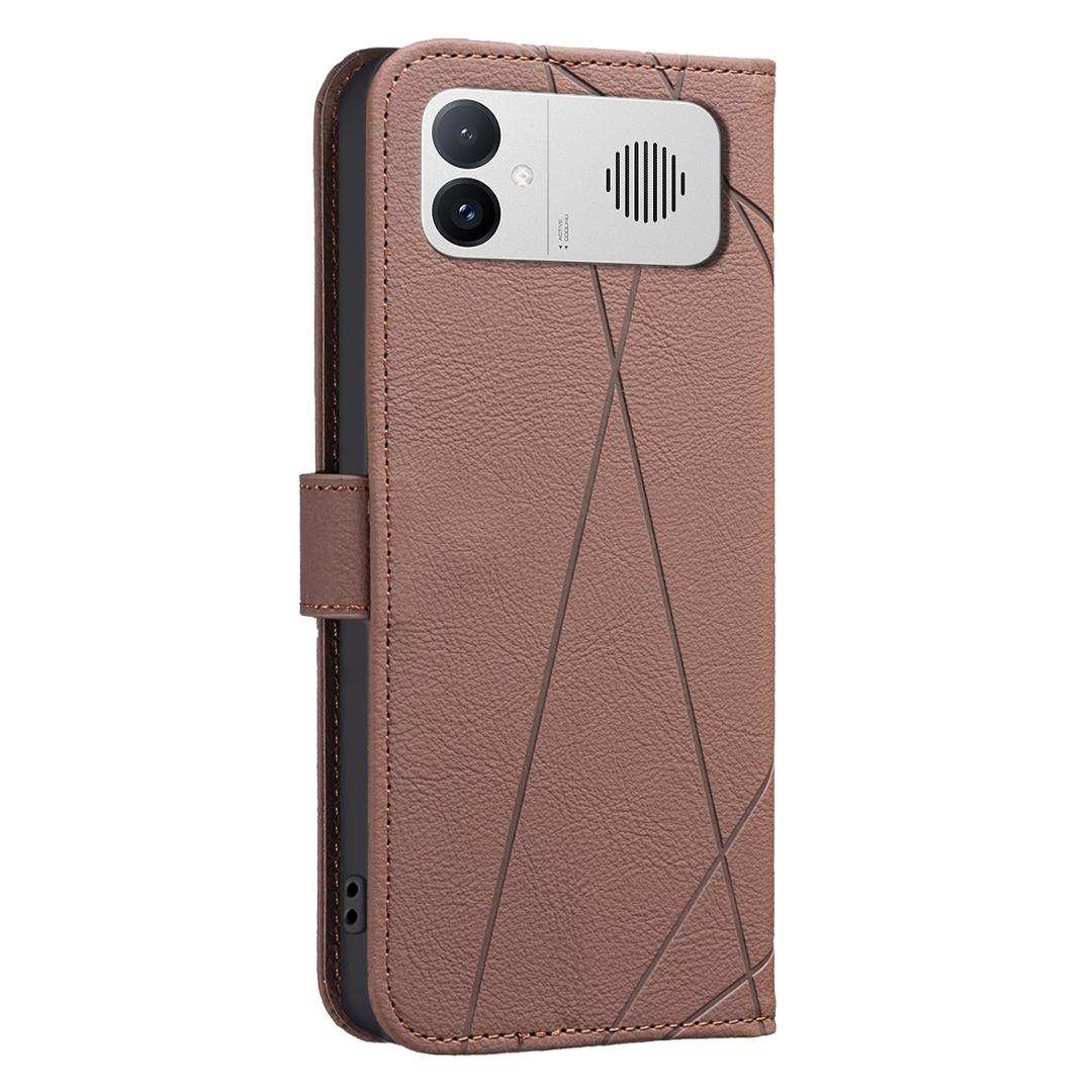 For Redmi K90 Max 5G Geometric Pattern RFID Leather Phone Case - Brown - EDA007878841A