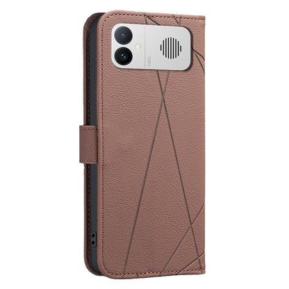 For Redmi K90 Max 5G Geometric Pattern RFID Leather Phone Case - Brown - EDA007878841A