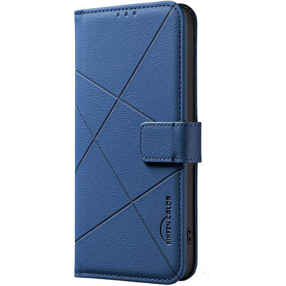 For Redmi K90 Max 5G Geometric Pattern RFID Leather Phone Case - Blue - EDA007878841B