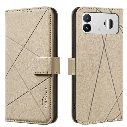 For Redmi K90 Max 5G Geometric Pattern RFID Leather Phone Case - Beige - EDA007878841C