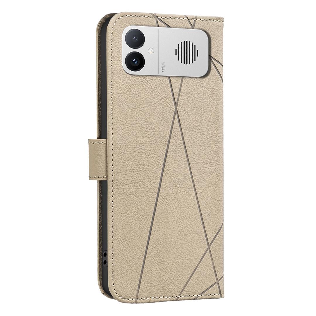 For Redmi K90 Max 5G Geometric Pattern RFID Leather Phone Case - Beige - EDA007878841C